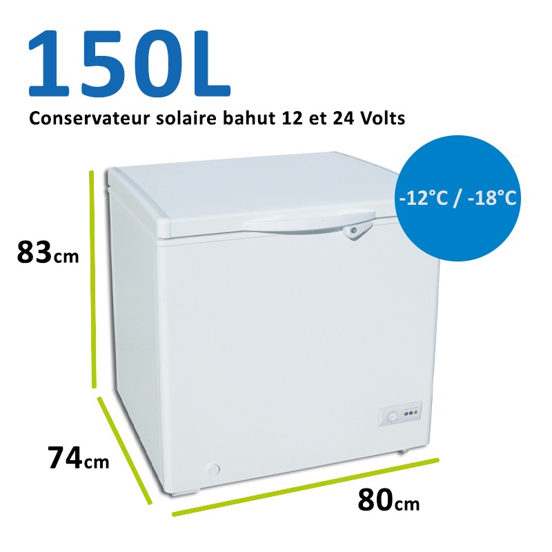 Conservateur bahut pour installation solaire 12 et 24 Volts 150L